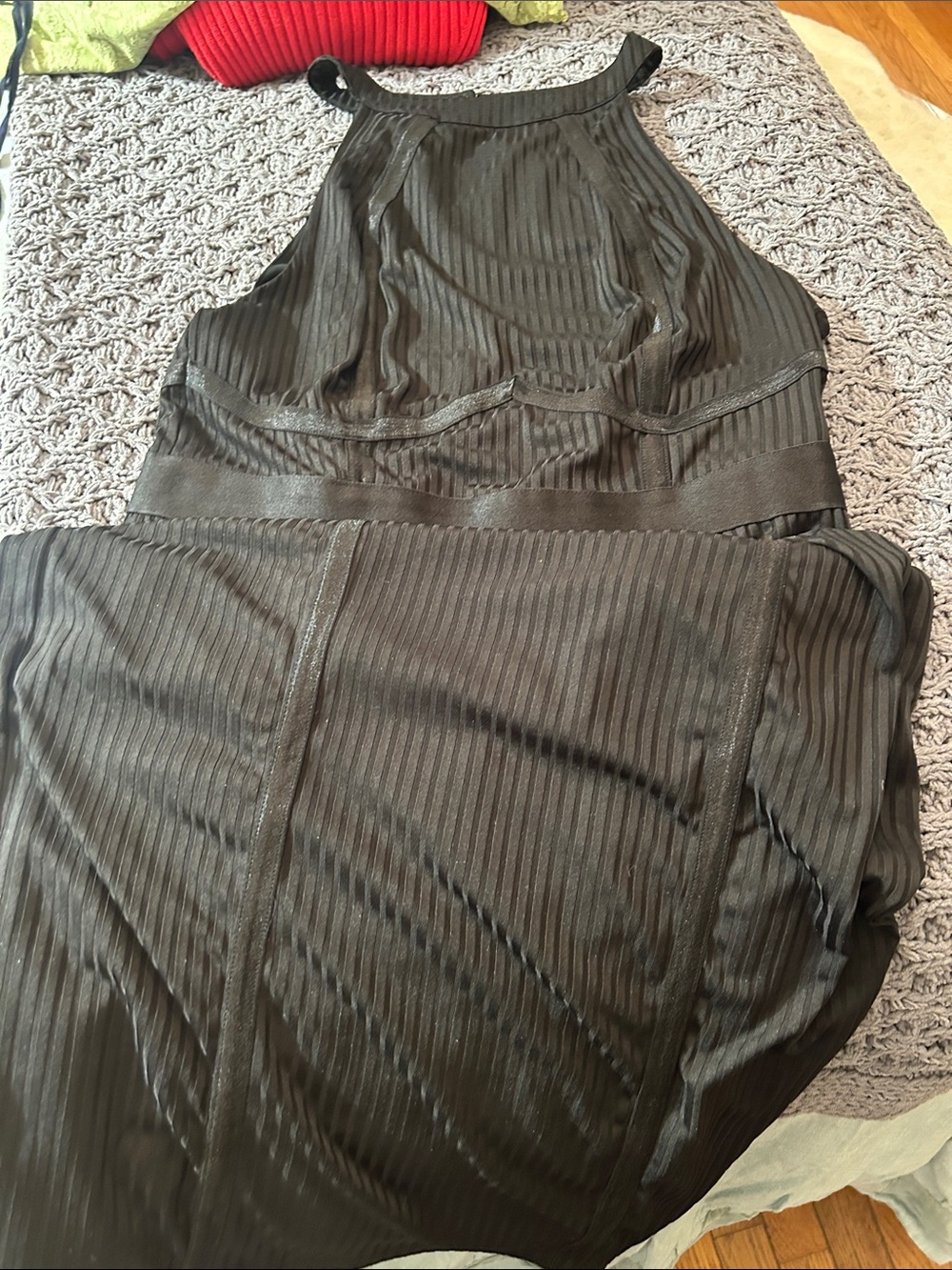 Black Ribbed Satin dress  - Women's